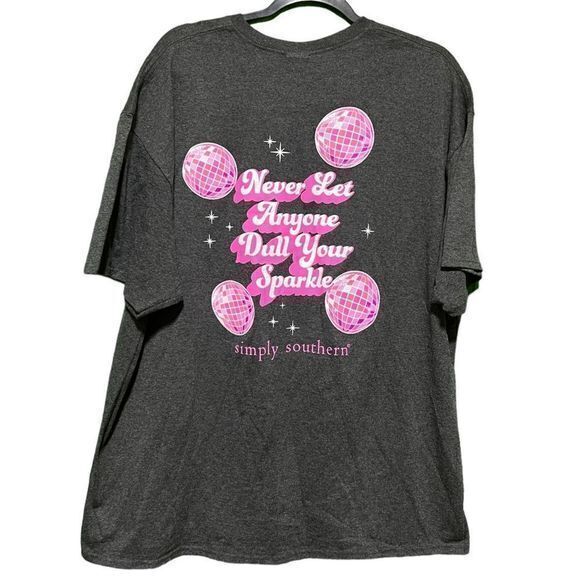 NWT Simply Southern “Never Let Anyone Dull‎ Your Sparkle” Disco Ball Tshirt XXL - Picture 1 of 5
